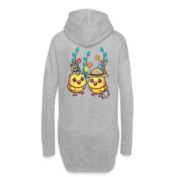 Küken Ostern Wilder Westen Kinder Kind Baby - Hoodie-Kleid - Grau meliert - Hinten