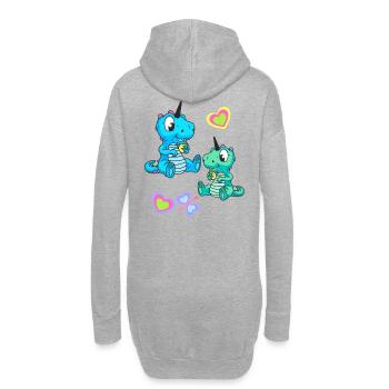 Einhorn Drache Retro Kinder Kind Baby - Hoodie-Kleid - Grau meliert - Hinten