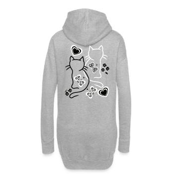 Katzen Katze Kinder Kind Kleinkinder Retro 80er - Hoodie-Kleid - Grau meliert - Hinten