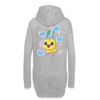 Hippie Hippies Poulet Poulets Poussins Pâques - Sweat-shirt à capuche long Femme - gris chiné - Dos