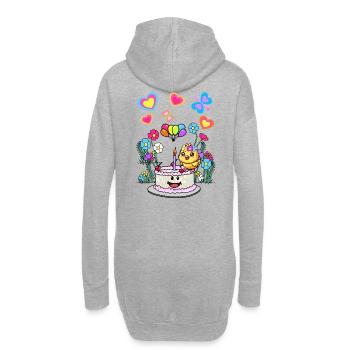 Geburtstag Küken Kinder Kind Baby Geburt Retro - Hoodie-Kleid - Grau meliert - Hinten