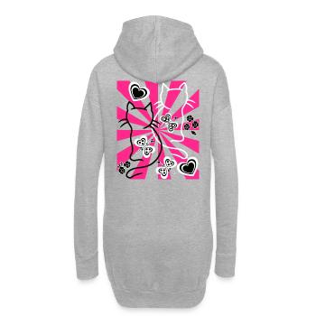Retro Katzen Katze Vintage old school - Hoodie-Kleid - Grau meliert - Hinten