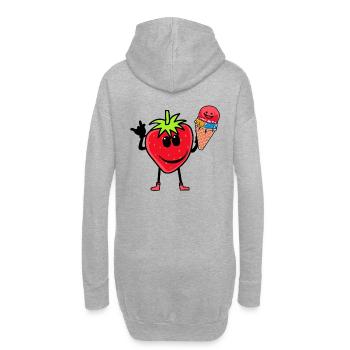 Erdbeerer Erdbeere Eis Eiscrem Eiskrem Kinder - Hoodie-Kleid - Grau meliert - Hinten