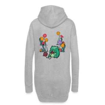 Garten Blumen Frosch Frösche Kinder - Hoodie-Kleid - Grau meliert - Hinten