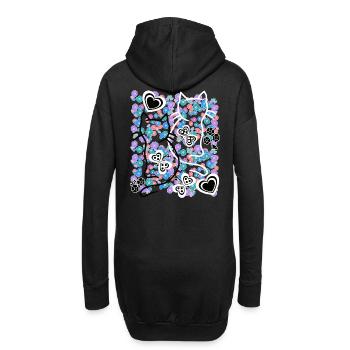Retro Katze 60er - Hoodie-Kleid - Schwarz - Hinten