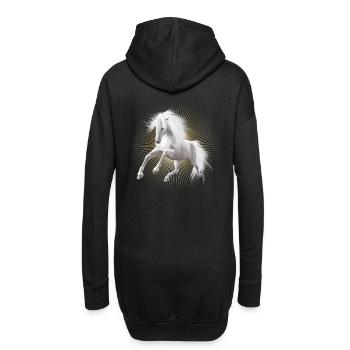 Pferd , weisses Pferd , Schimmel - Hoodie-Kleid - Schwarz - Hinten