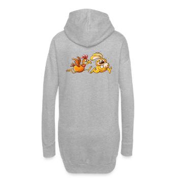 Lapin de Pâques volant un oeuf d'une poule Furious - Sweat-shirt à capuche long Femme - gris chiné - Dos