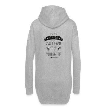 Stolze Mama von Zwillingen Mutter Spruch Geschenk - Hoodie-Kleid - Grau meliert - Hinten