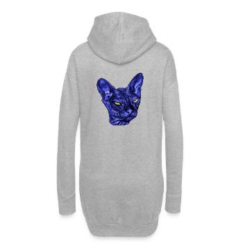 Katze Sphynx ,Cat Sphinx,Katzen Shirt - Hoodie-Kleid - Grau meliert - Hinten