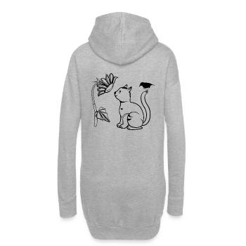katze blume vogel - Hoodie-Kleid - Grau meliert - Hinten