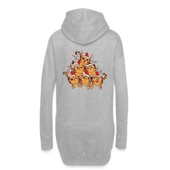 Tiger Katze Weihnachtsbaum Weihnachten - Hoodie-Kleid - Grau meliert - Hinten