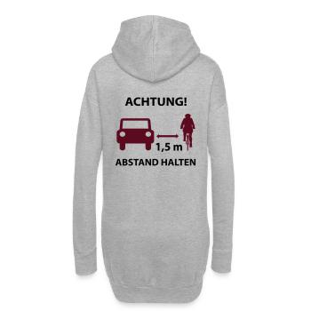 Fahrrad Abstand halten Sicherheit Signal Shirt - Hoodie-Kleid - Grau meliert - Hinten
