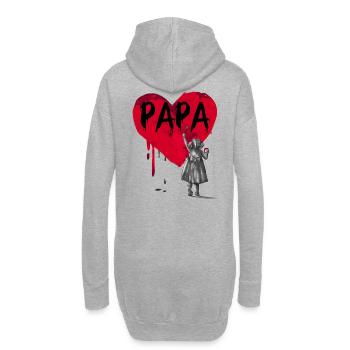 Papa - fille - Sweat-shirt à capuche long Femme - gris chiné - Dos