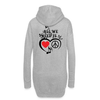 All We Need Is Peace Love Music - Hoodie-Kleid - Grau meliert - Hinten