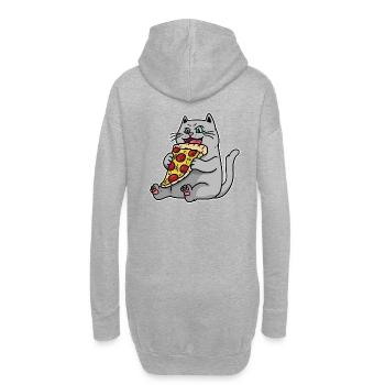 Katze Pizza Fantasy Tiere Kinder Hunger naschen - Hoodie-Kleid - Grau meliert - Hinten