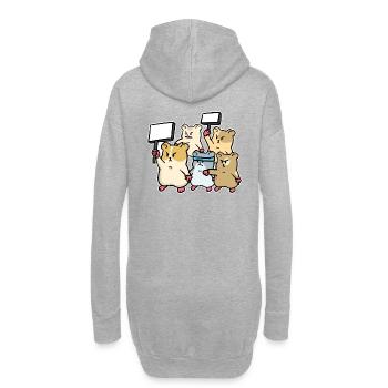 Großer Hamster Protest Demo Fantasy Tiere - Hoodie-Kleid - Grau meliert - Hinten