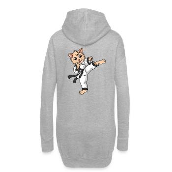 Karaté Chat Arts martiaux Animaux - Sweat-shirt à capuche long Femme - gris chiné - Dos
