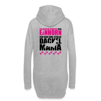 Ich brauche kein Einhorn ich bin stolze Dackelmama - Hoodie-Kleid - Grau meliert - Hinten