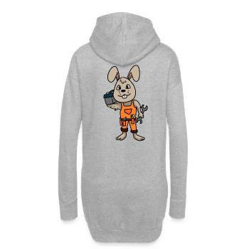 Mechaniker Schrauber Werkstatt Berufe KFZ Hase - Hoodie-Kleid - Grau meliert - Hinten