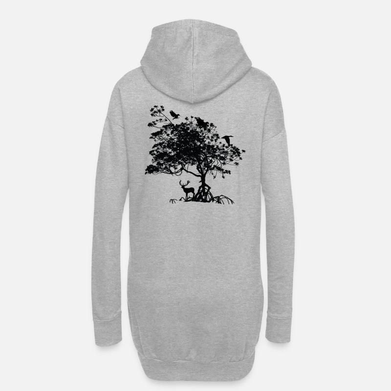 baum tiere geschenk - Hoodie-Kleid - Grau meliert