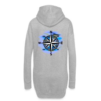 Windrose Kompass maritim Seefahrt - Hoodie-Kleid - Grau meliert - Hinten