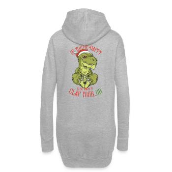 If you are happy clap your Weihnachts Dino T-Rex - Hoodie-Kleid - Grau meliert - Hinten