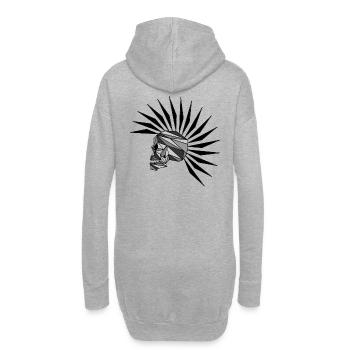 cyber punk scull plain - Hoodie-Kleid - Grau meliert - Hinten