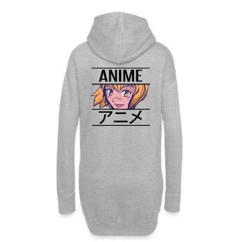 Manga Girl mit dem Wort Anime in japanischen Kanji - Hoodie-Kleid - Grau meliert - Hinten