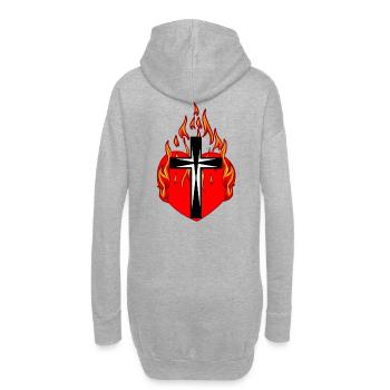 Kreuz Kreuze Jesus Religion Herz Feuer Flamme - Hoodie-Kleid - Grau meliert - Hinten