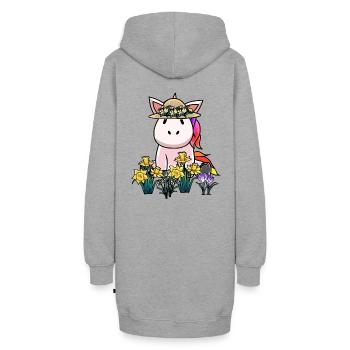 Einhorn Fabelwesen Sommer Blumen Fantasy Botanik - Hoodie-Kleid - Grau meliert - Hinten