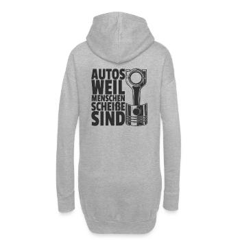 Autos - weil Menschen scheiße sind - Hoodie-Kleid - Grau meliert - Hinten