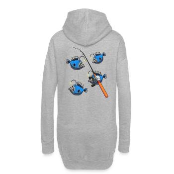 Fischen Angel angeln Hobby Fischer Fisch fischen - Hoodie-Kleid - Grau meliert - Hinten
