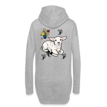 Joyeuse Pâques Nature Printemps Agneau mouton mouton mouton - Sweat-shirt à capuche long Femme - gris chiné - Dos