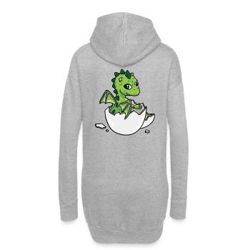 Dragon Fable Animals Fairy Tale Fantasy Kids Baby - Hoodie Dress - heather grey - Back