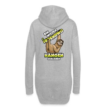 Lustiges Faultier mit Spruch - Hoodie-Kleid - Grau meliert - Hinten