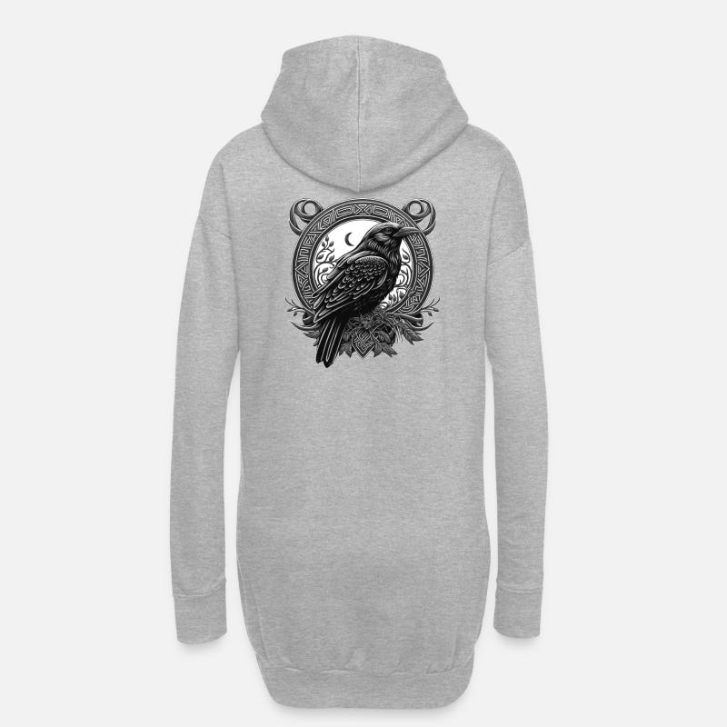 Rabe Krähe Keltisch - Hoodie-Kleid - Grau meliert