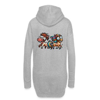 Crazy Horses Cavalier Cavalier Cheval Poney - Sweat-shirt à capuche long Femme - gris chiné - Dos
