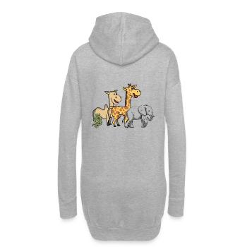 Afrique, Faune, Eléphant, Girafe, Chameau, Serpent - Sweat-shirt à capuche long Femme - gris chiné - Dos
