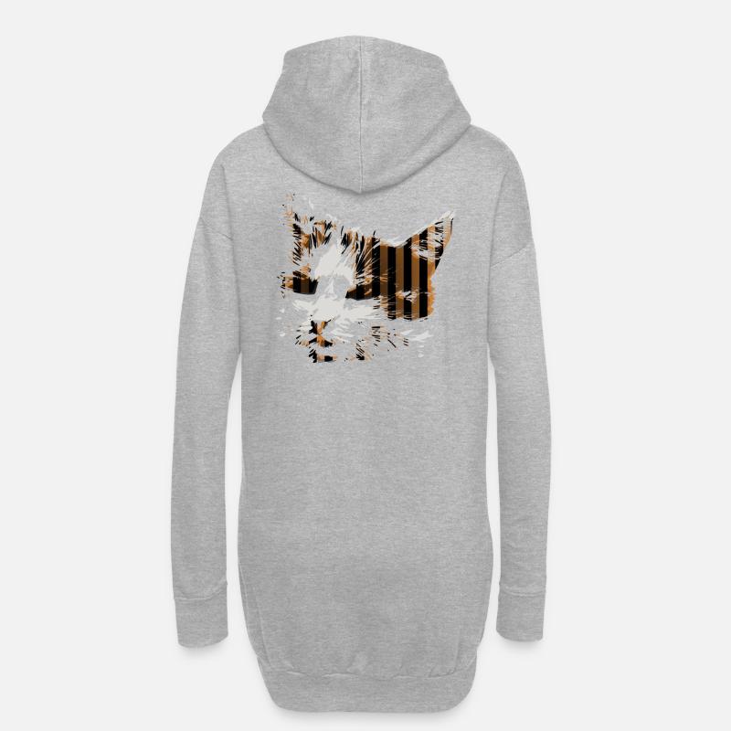 Chat brun - Sweat-shirt à capuche long Femme - gris chiné