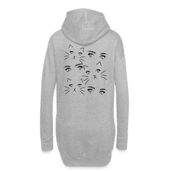 Fantasy Katzenaugen Katzenhalter Katze Katzen - Hoodie-Kleid - Grau meliert - Hinten