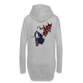 Dragon Épéiste Fantaisie Médiéval Conte de Fée - Sweat-shirt à capuche long Femme - gris chiné - Dos