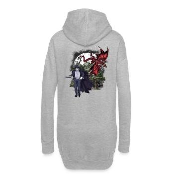 Dragon, Créature Mythique, Fantaisie, Épéiste, Conte de fées - Sweat-shirt à capuche long Femme - gris chiné - Dos