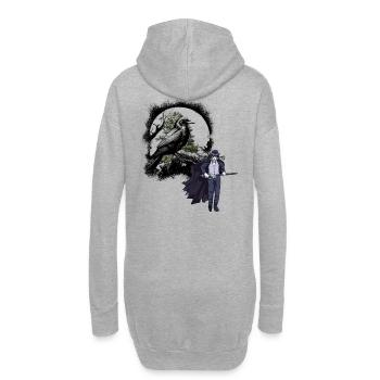 Horror Halloween Rabe Schwertkämpfer Krähe Dark - Hoodie-Kleid - Grau meliert - Hinten