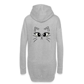 Kätzchen Katzengesicht Katze Katzen Miau - Hoodie-Kleid - Grau meliert - Hinten