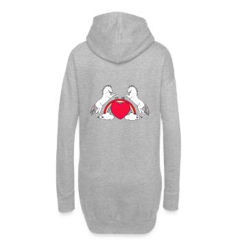 Herz Pferde Regenbogen Reiterin Reiter Kinder - Hoodie-Kleid - Grau meliert - Hinten