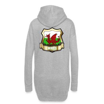 Walisische Flagge von Wales Goldschild & roter Drache - Hoodie-Kleid - Grau meliert - Hinten