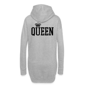 King - Queen Geschenk Geschenkidee - Hoodie-Kleid - Grau meliert - Hinten