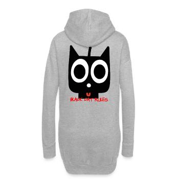 chat noir - Sweat-shirt à capuche long Femme - gris chiné - Dos