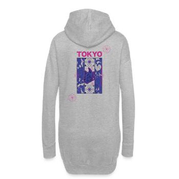 Tokyo Neon Kitsune-Design - Hoodie-Kleid - Grau meliert - Hinten