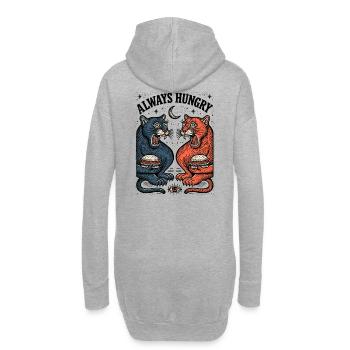 Immer Hungrig Katzenduo mit Burger - Hoodie-Kleid - Grau meliert - Hinten
